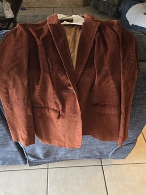 Corduroy Blazer Jacket - Rust Brown